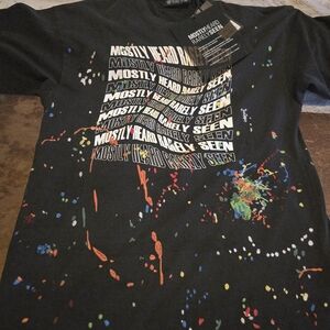 (NWT) Mostly Heard Rarely Seen, Black Graphic Paint-Splatter T-Shirt